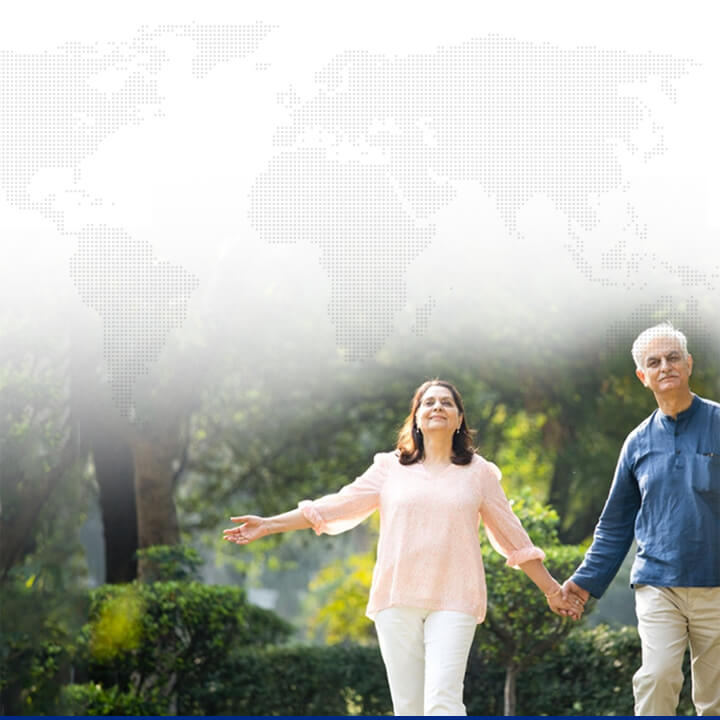 Senior Couple Walking in garden